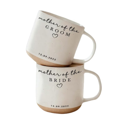 Personalised Wedding Pottery Mug For Mother Of The Bride & Groom, Custom Mother of the Groom Bride Mug WD0037