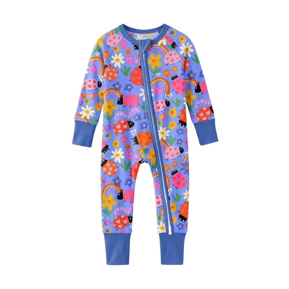 Lady Bug Floral Baby Convertible Zippy Romper, Lady Bug Baby Romper Convertible BB0658