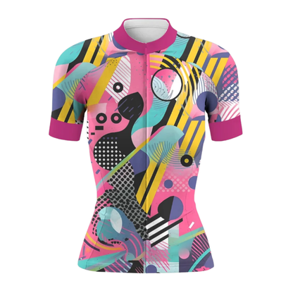 Colorful Cycling Short Sleeve Jersey For Laides, Womens Colorful Cycling Jersey CG0861