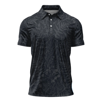 Men's Tropical Golf Polo Shirt Black Grey, Tropical Golf Shirt GZ0363