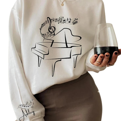 Custom Name Pianist Musician Sweatshirt, Custom Piano Player Sweatshirt 2D0745