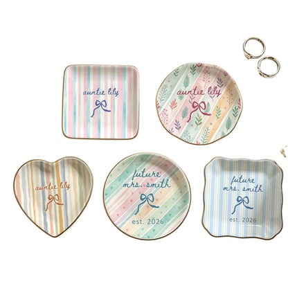 Personalized Bridesmaid Ring Dish Colorful Stripe, Custom Bridesmaid Jewelry Dish WD0277