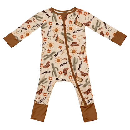 Custom Cowboy Baby Convertible Zippy Romper, Custom Western Baby Romper Convertible BB0906