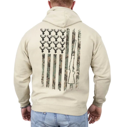 Camo American Flag Deer Hunting Hoodie For Men, Patriotic Hunting Hoodie 2D0718