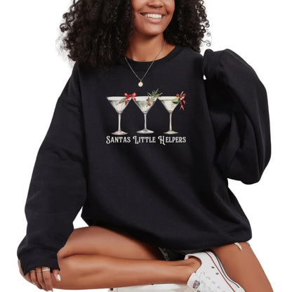 Santa's Little Helper Sweatshirt, Christmas Cocktails Sweatshirt 2D0336