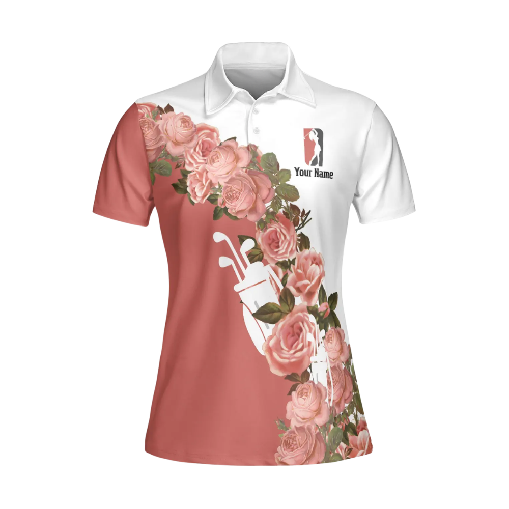 Never Underestimate A Woman Who Loves Golf Custom Rose Golf Polo Shirt For Ladies, Women's Custom Funny Golf Shirts GE0432