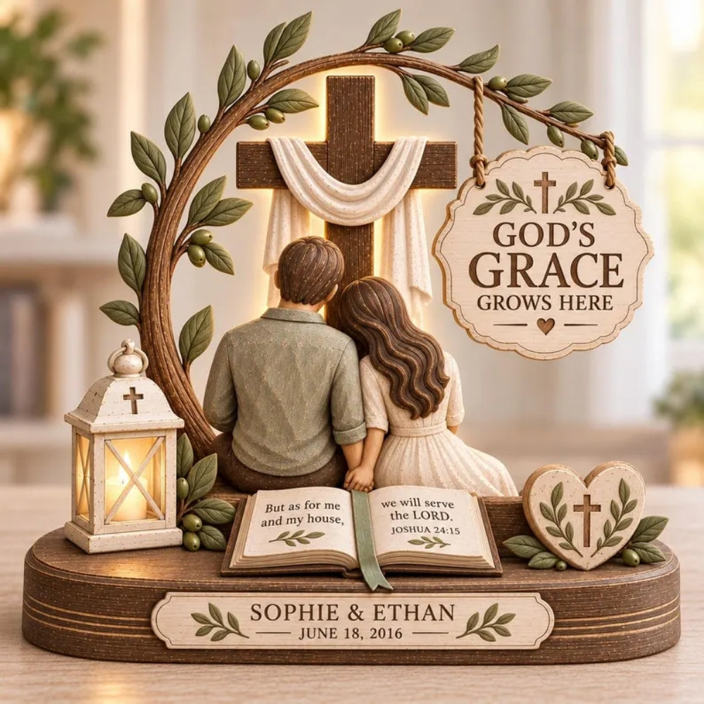 Together In Faith Forever In Love Custom Bible Verse Couple Wooden Block, Custom Christian Wedding Anniversary Wooden Plaque WD0776
