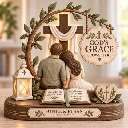 Together In Faith Forever In Love Custom Bible Verse Couple Wooden Block, Custom Christian Wedding Anniversary Wooden Plaque WD0776