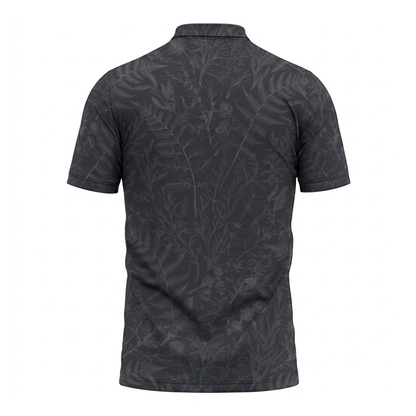 Men's Tropical Golf Polo Shirt Black Grey, Tropical Golf Shirt GZ0363