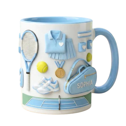 Personalized Tennis Pink Coffee Mug For Ladies, Custom Tennis Lovers Mug ET0117