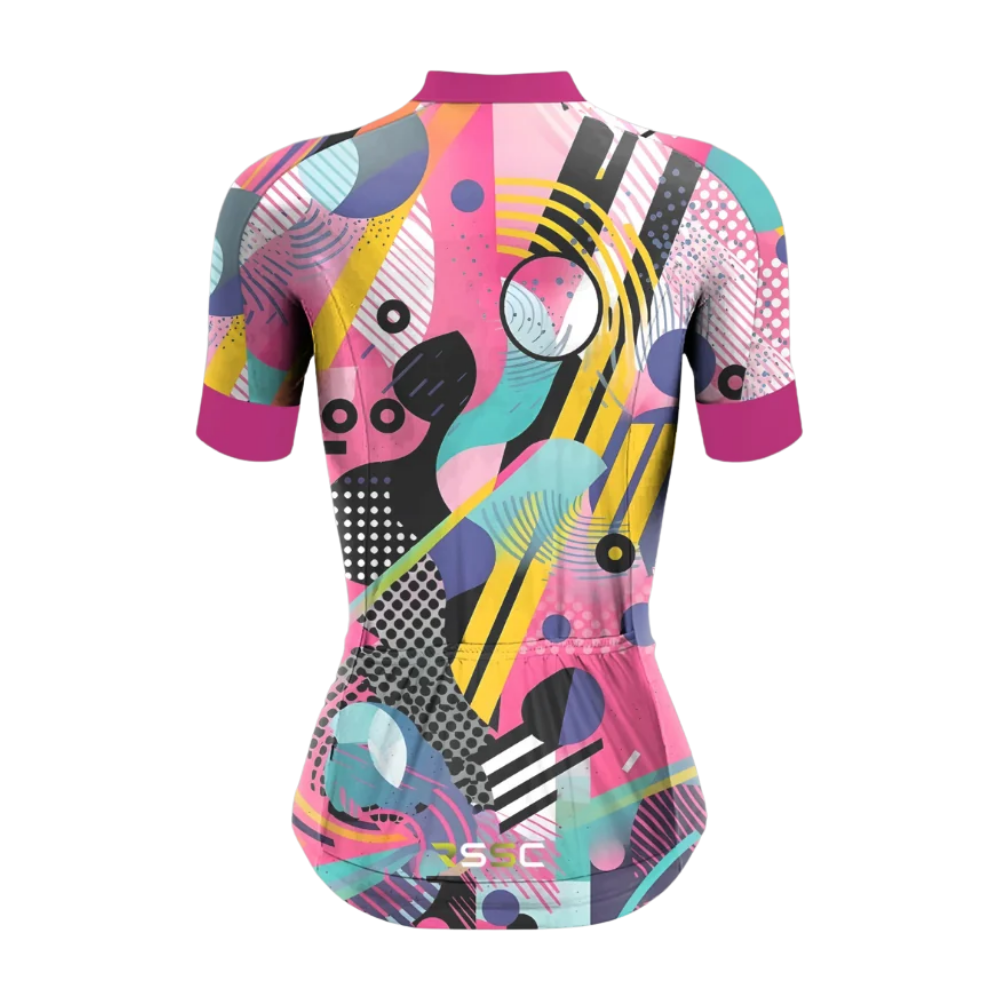 Colorful Cycling Short Sleeve Jersey For Laides, Womens Colorful Cycling Jersey CG0861