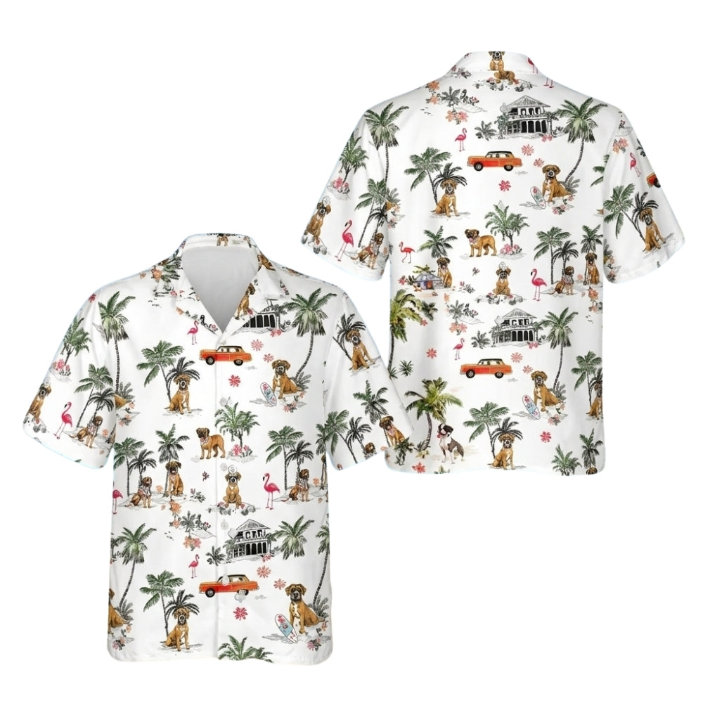 Boxer Dog Tropical Hawaiian Shirt For Men Women, Boxer Dog Lover Beach Hawaiian Shirts HE0501
