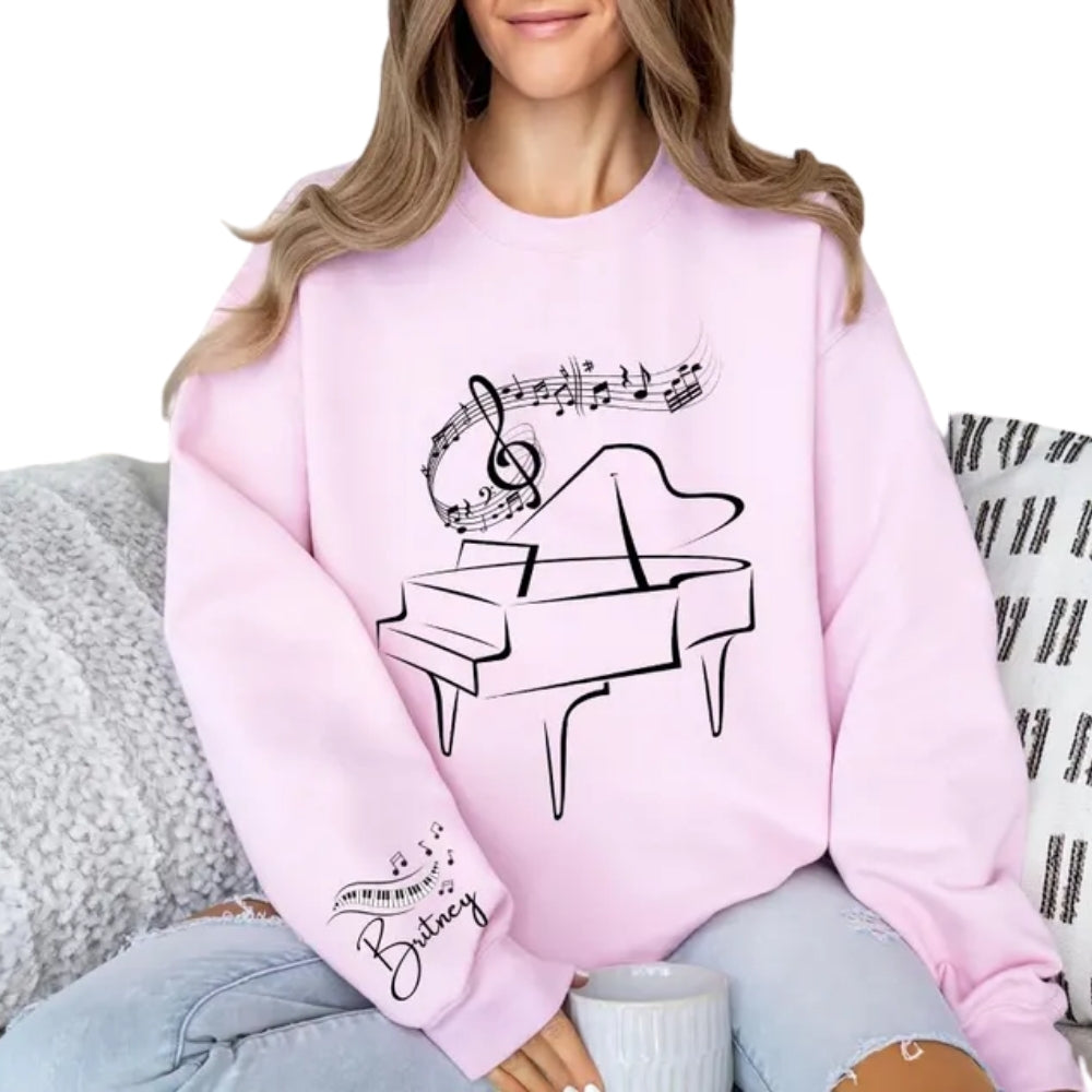 Custom Name Pianist Musician Sweatshirt, Custom Piano Player Sweatshirt 2D0745
