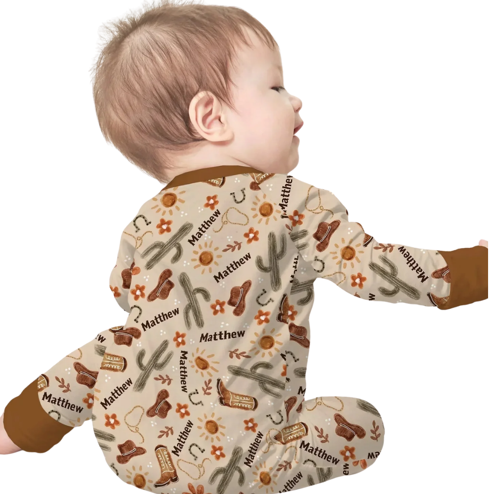 Custom Cowboy Baby Convertible Zippy Romper, Custom Western Baby Romper Convertible BB0906