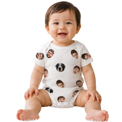 Custom Face Pet 3D Baby Bodysuit, Personalized Photo Baby Bodysuit BB0899