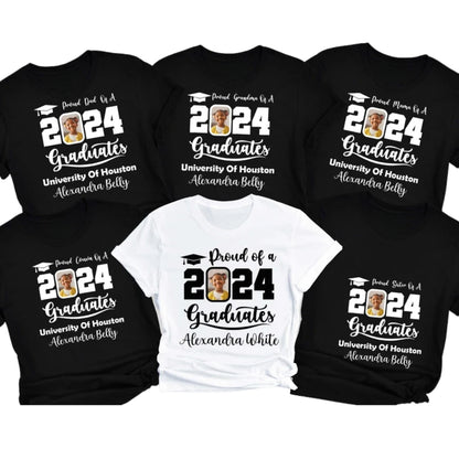 Custom Photo Matching Proud Graduate Family T Shirts, Custom Matching Family Shirts For Graduation ET0075