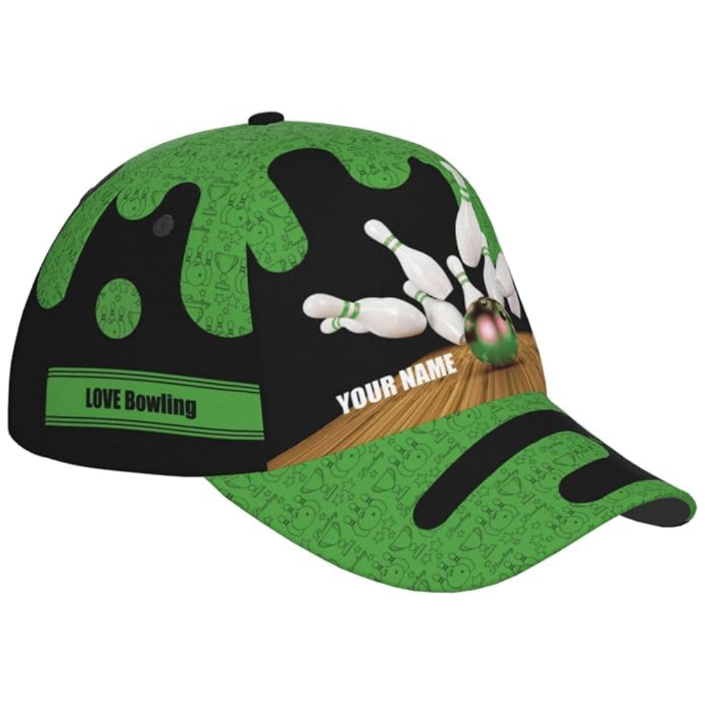 Personalized Bowling Green Black Baseball Cap, Custom Bowling Hat 3D Printed CP0625