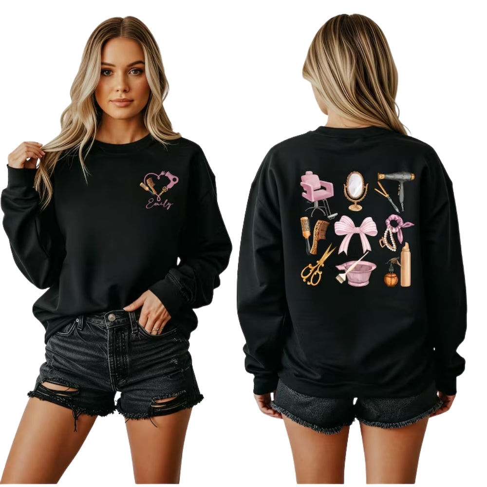 Custom Name Hair Stylist Sweatshirt, Custom Sweatshirt For Hairstylist Hairdresser 2D0784