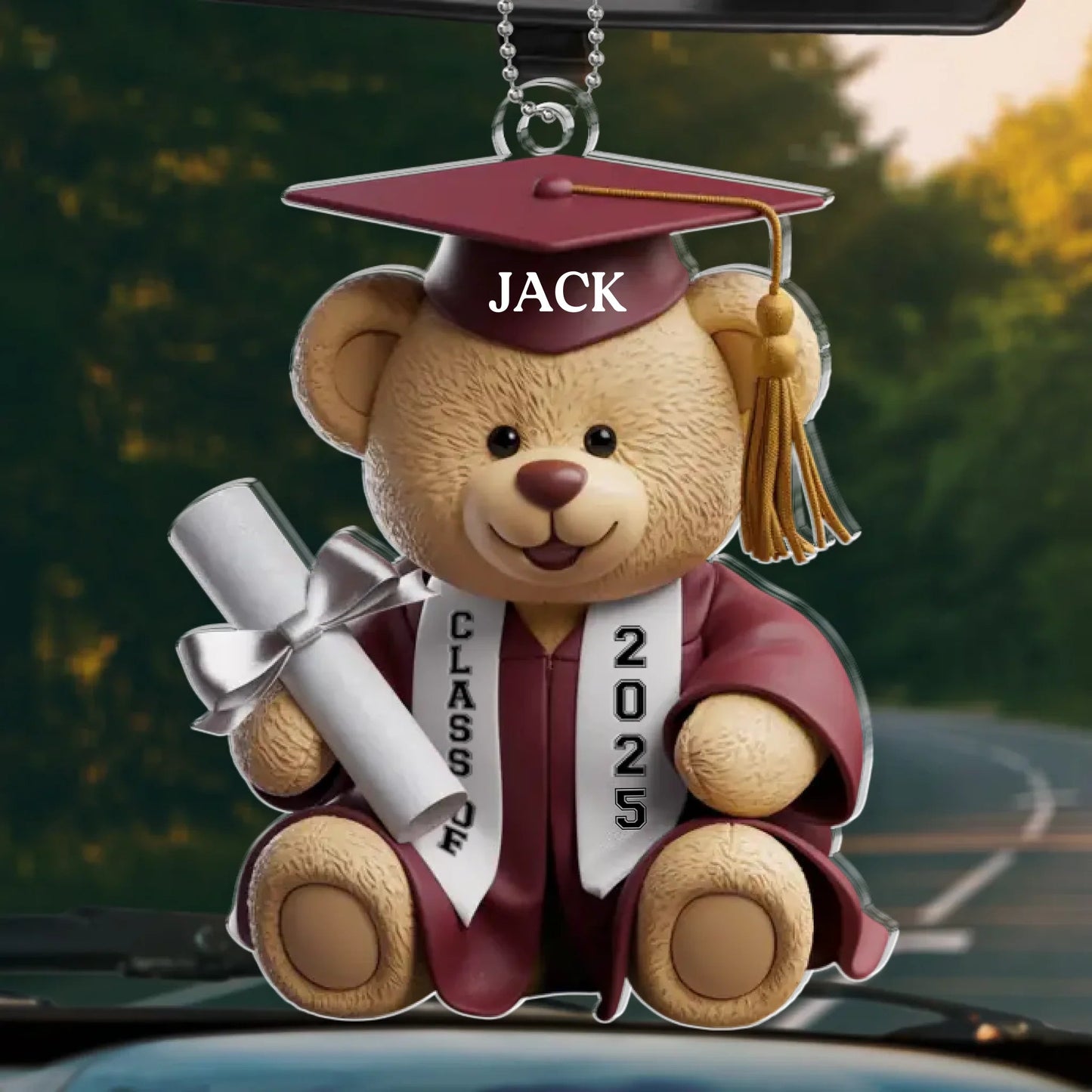Dream Big, Shine Bright - Family Personalized Custom Car Ornament, Personalized Graduation Bear Ornaments 2025 TD0022