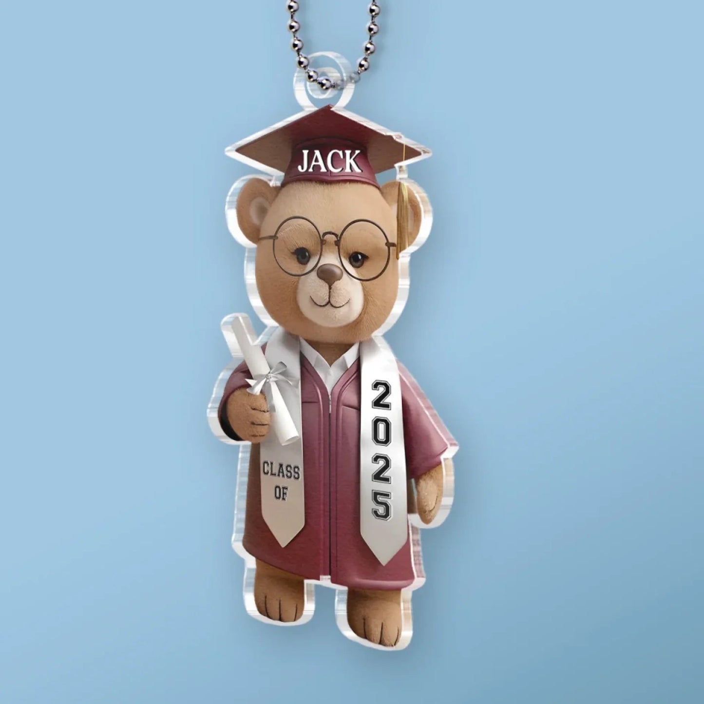 Wise And Ready - Family Personalized Custom Car Ornament, Personalized Graduation Bear Ornaments 2025 For Family Members TD0023