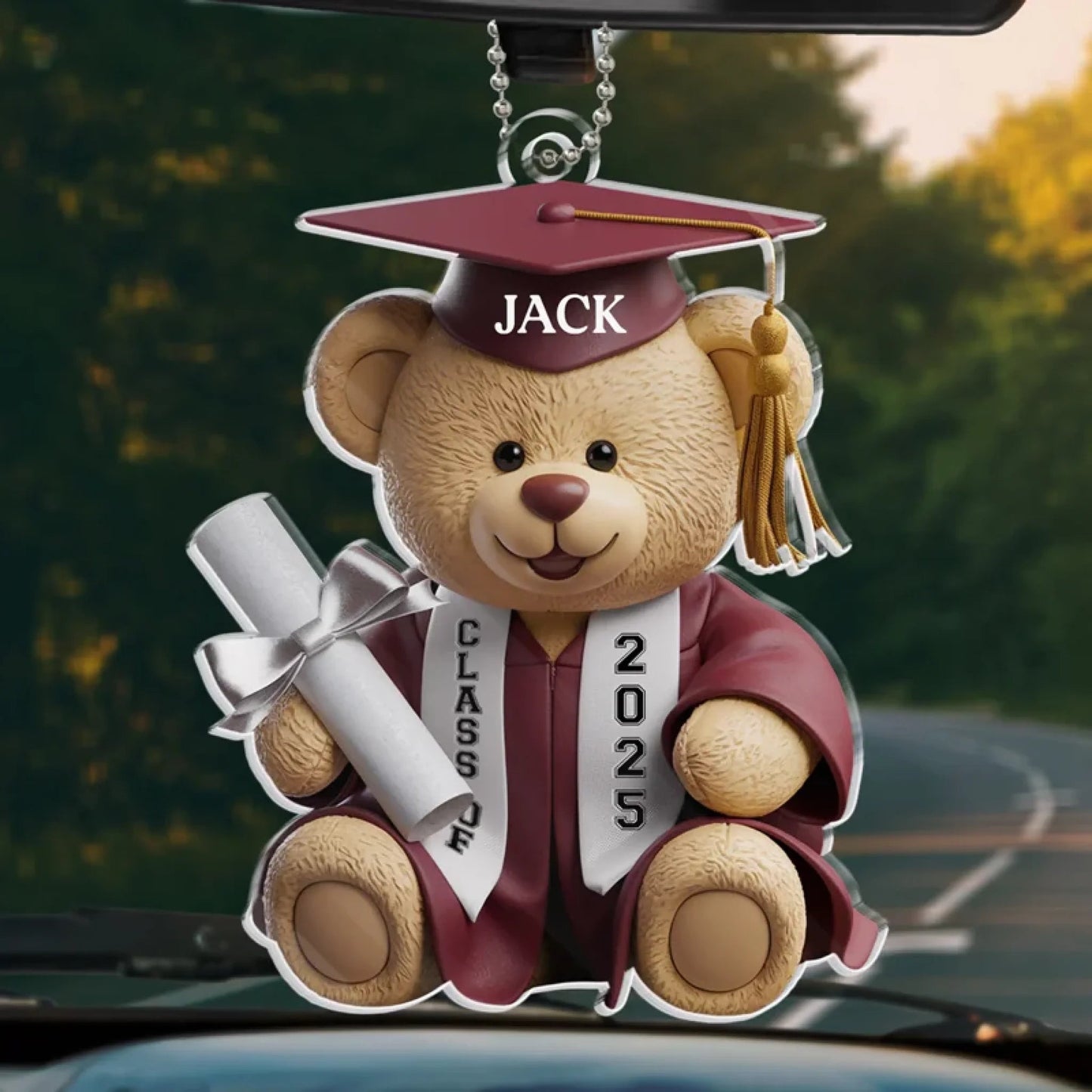 Dream Big, Shine Bright - Family Personalized Custom Car Ornament, Personalized Graduation Bear Ornaments 2025 TD0022