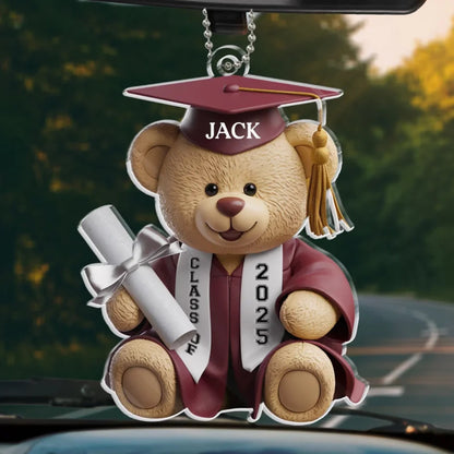 Dream Big, Shine Bright - Family Personalized Custom Car Ornament, Personalized Graduation Bear Ornaments 2025 TD0022