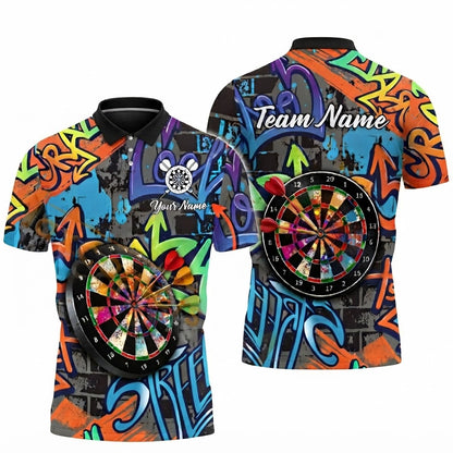 Custom Graffiti Colorful Darts Polo Shirt For Men, Custom Team Graffiti Dart Shirt DZ0176