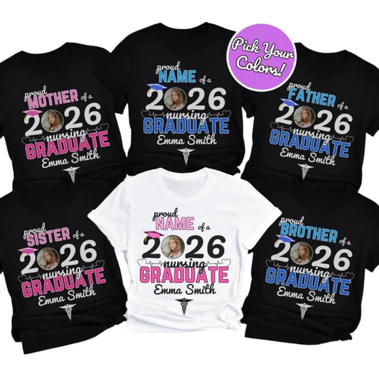 Personalized Matching Nurse Graduation Family T Shirts, Custom RN Graduation Family Matching Shirts ET0669