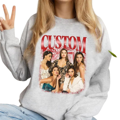 Custom Photo Your Girlfriend Boyfriend Bootleg Sweatshirt, Custom Photo Sweatshirt For Valentine Day 2D0828