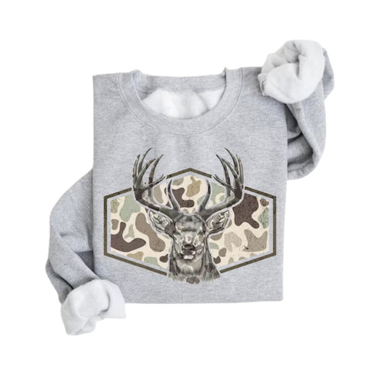 Camo Deer Sweatshirt, Deer Lover Sweatshirt 2D0719