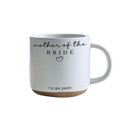 Personalised Wedding Pottery Mug For Mother Of The Bride & Groom, Custom Mother of the Groom Bride Mug WD0037
