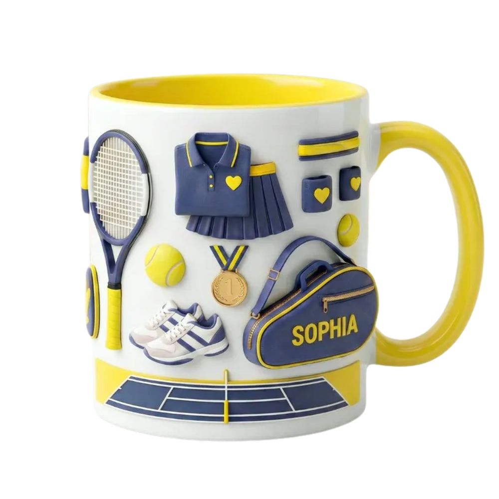 Personalized Tennis Pink Coffee Mug For Ladies, Custom Tennis Lovers Mug ET0117