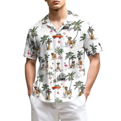 Boxer Dog Tropical Hawaiian Shirt For Men Women, Boxer Dog Lover Beach Hawaiian Shirts HE0501
