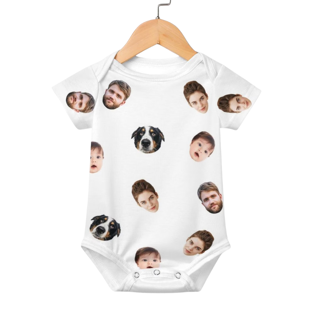Custom Face Pet 3D Baby Bodysuit, Personalized Photo Baby Bodysuit BB0899