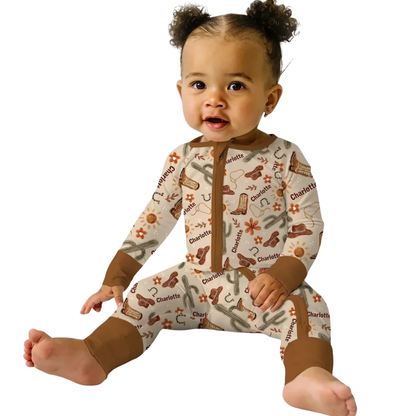 Custom Cowboy Baby Convertible Zippy Romper, Custom Western Baby Romper Convertible BB0906