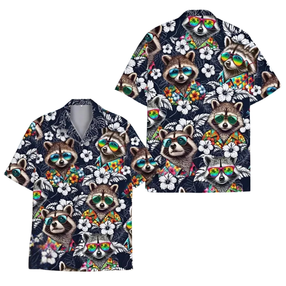 Tropical Raccoon Hawaiian Shirts For Men Women, Raccoon Lovers Hawaiian Shirts HE0013