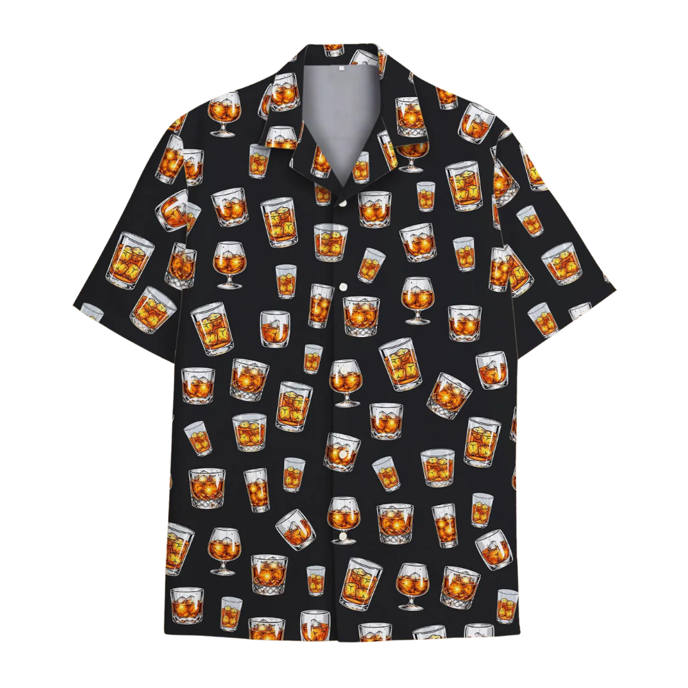 Whiskey Glass Pattern Hawaiian Shirt Men Women, Whiskey Lover Hawaiian Shirts HE0539