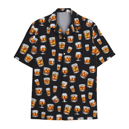 Whiskey Glass Pattern Hawaiian Shirt Men Women, Whiskey Lover Hawaiian Shirts HE0539