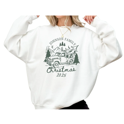 Personalized Christmas Truck Family Matching Sweatshirt, Custom Family Xmas Sweater ET1296