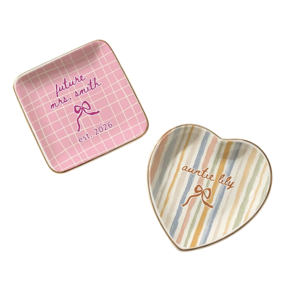 Personalized Bridesmaid Ring Dish Colorful Stripe, Custom Bridesmaid Jewelry Dish WD0277