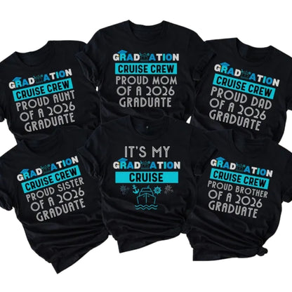 Graduation Cruise Crew Custom Family Matching T Shirts, Personalized Matching Graduation Cruise Family Shirts ET0519