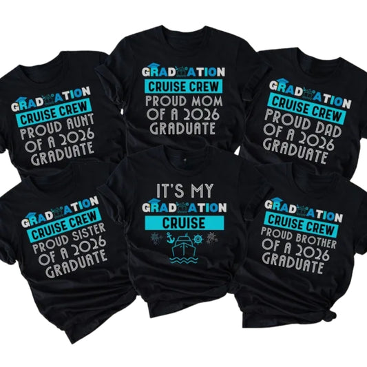 Graduation Cruise Crew Custom Family Matching T Shirts, Personalized Matching Graduation Cruise Family Shirts ET0519