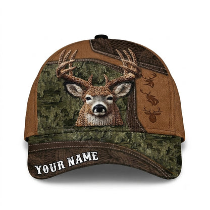 Deer Hunting Custom Faux Embroidered Baseball Cap 3D Printed, Custom Hunting Lover Hat CP0767