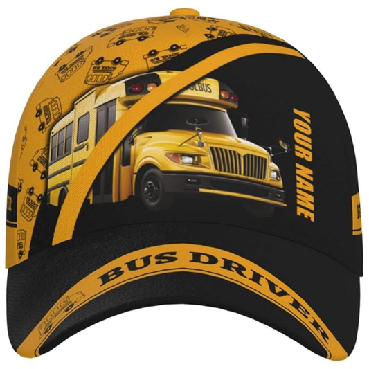 Personalized School Bus Driver Baseball Cap With Name, Custom School Bus Hat CP0626