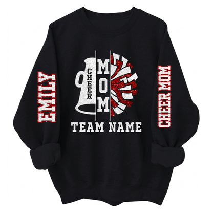 Custom Glitter Cheer Team Mom Sweatshirts Women, Custom Cheer Mom Sweatshirts 2D0049