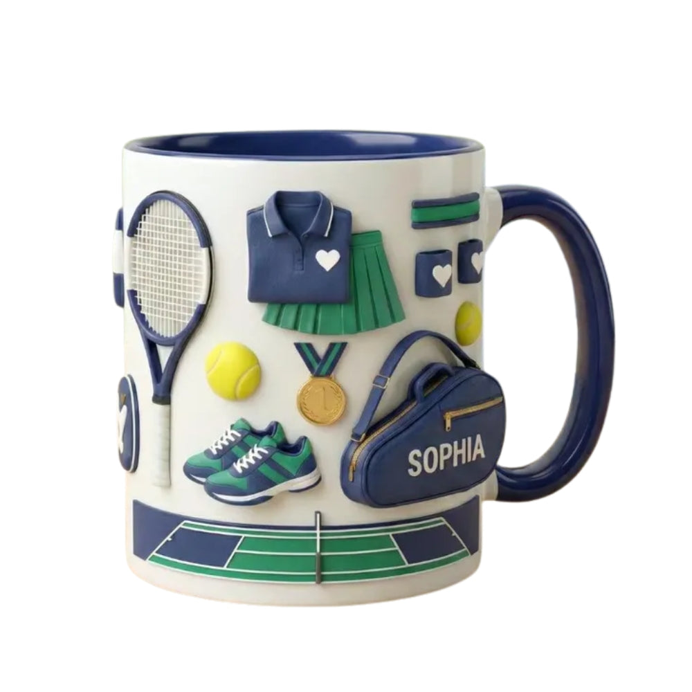 Personalized Tennis Pink Coffee Mug For Ladies, Custom Tennis Lovers Mug ET0117