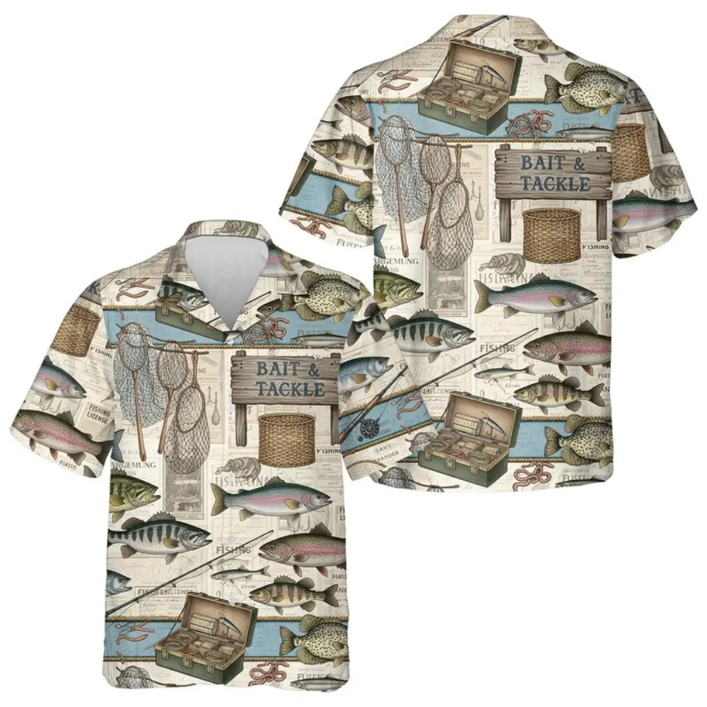 Vintage Fishing Men's Hawaiian Shirt, Fishing Hawaiian Shirt For Fisherman HE0423