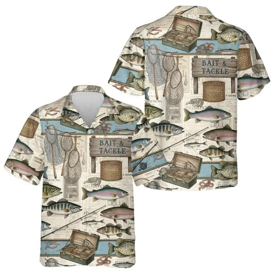 Vintage Fishing Men's Hawaiian Shirt, Fishing Hawaiian Shirt For Fisherman HE0423