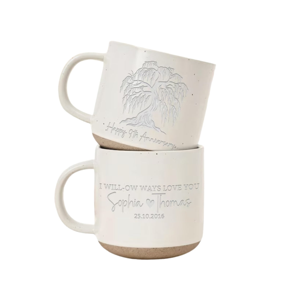 I Willow Ways Love You Personalized 9th Wedding Anniversary Pottery Mug, Custom 9th Anniversary Mug WD0062