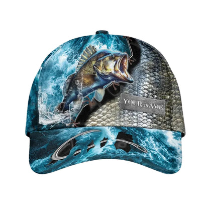 Personalized Bass Fishing Baseball Cap, Custom Fishing Caps Hats For Fisherman CP0081